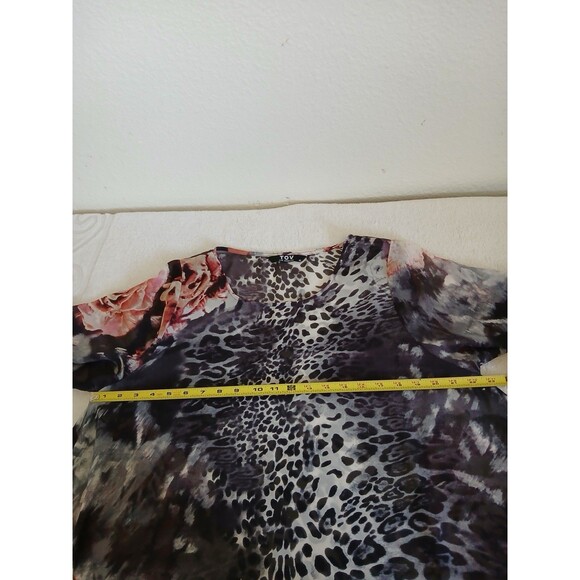 TOV Los Angeles Womens Blouse Tunic Size 40 Multicolor Animal Print Asymmetrical - Picture 13 of 16